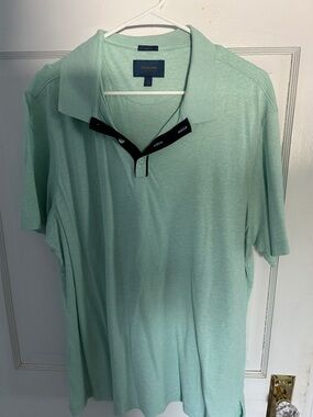 Park Lane Men's Light Mint Polo with Black Contrast Placket